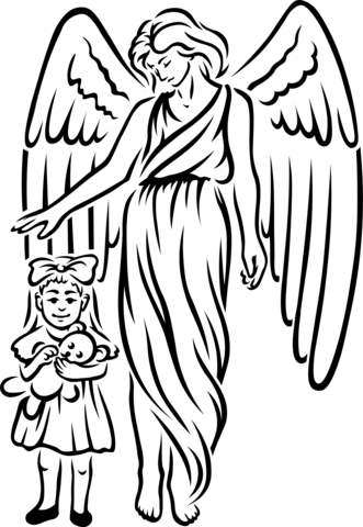 Guardian Angel Coloring Page